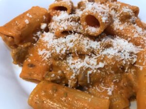 rigatoni alla vodka with sausage