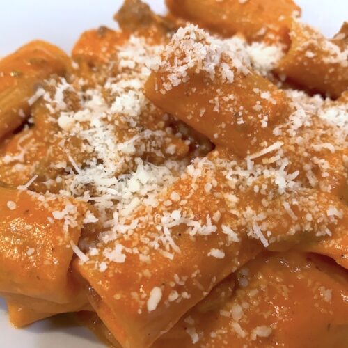 rigatoni alla vodka with sausage